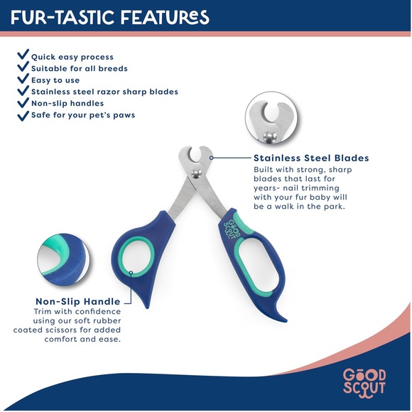GOOD SCOUT Pet Nail Clippers for Cats & Dogs, 5.5 in - Picture 3 of 10